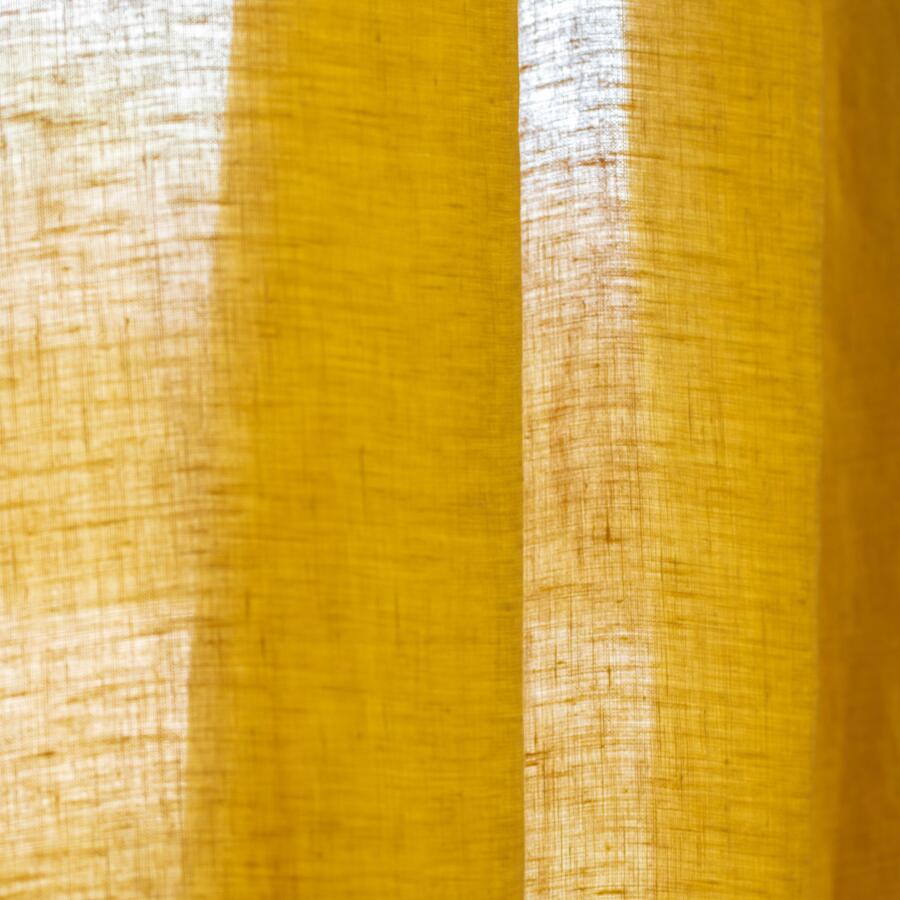 Cortina en lino lavado ajustable (140 x máx. 270 cm) Louise Amarillo Mostaza 4