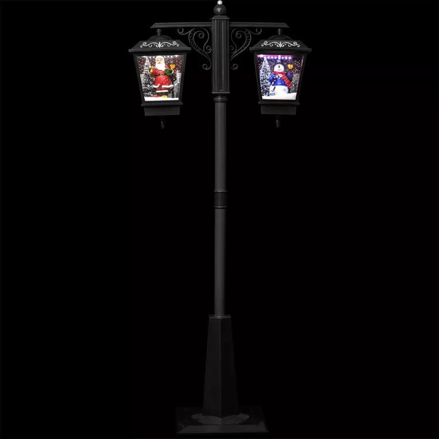 Lampadaire de Noël illuminé (H188 cm) Double Figurine Noir