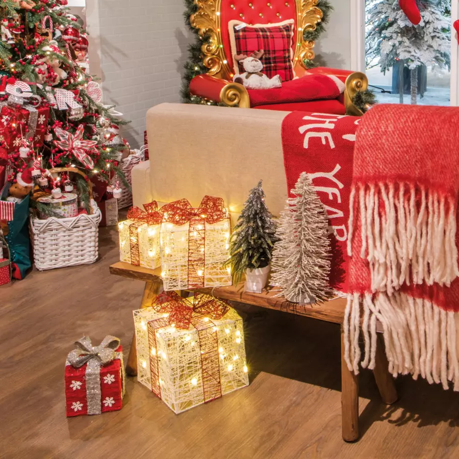 Lote de 3 regalos luminosos Blanco cálido 65 LED 4