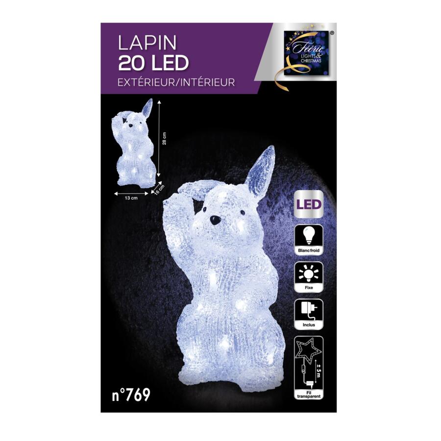 Conejo con luz Come-zanahorias Blanco frío 20 LED 5