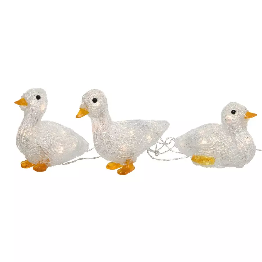 Famille Canard à piles lumineux blanc chaud 10 LED 4