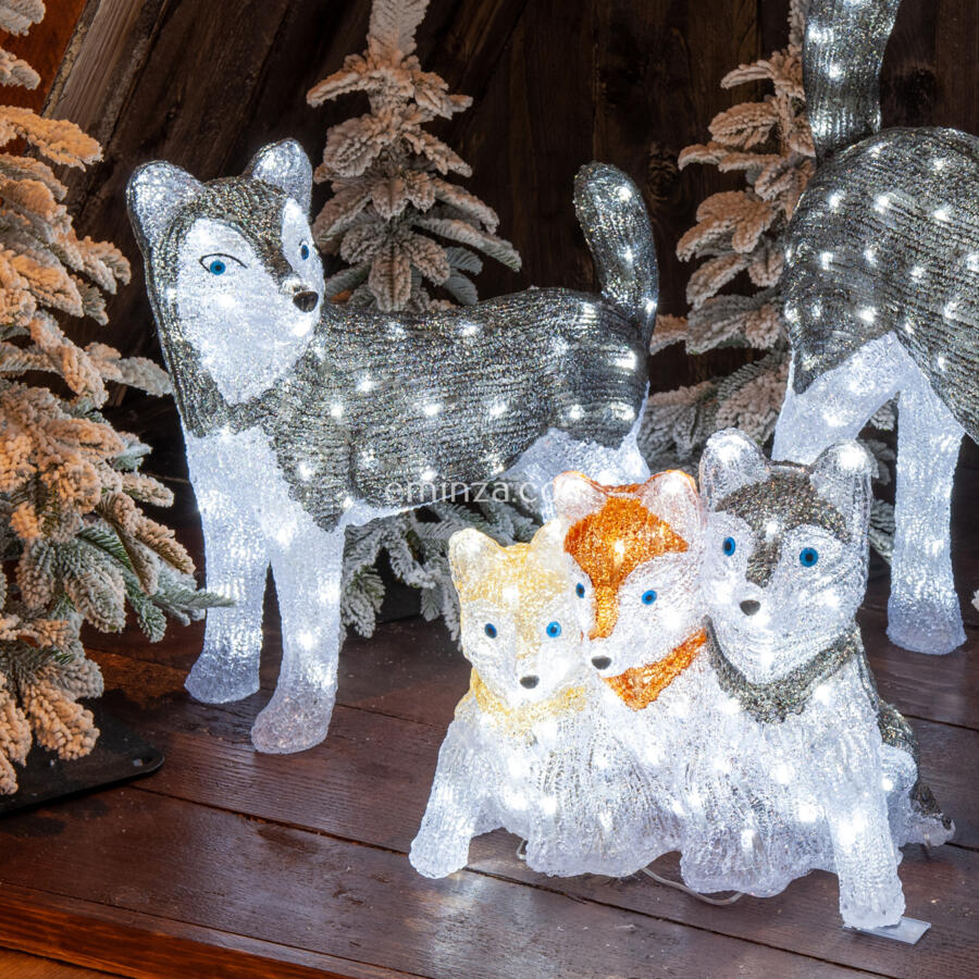 Perro luminoso Snowy Blanco frío 80 LED 4