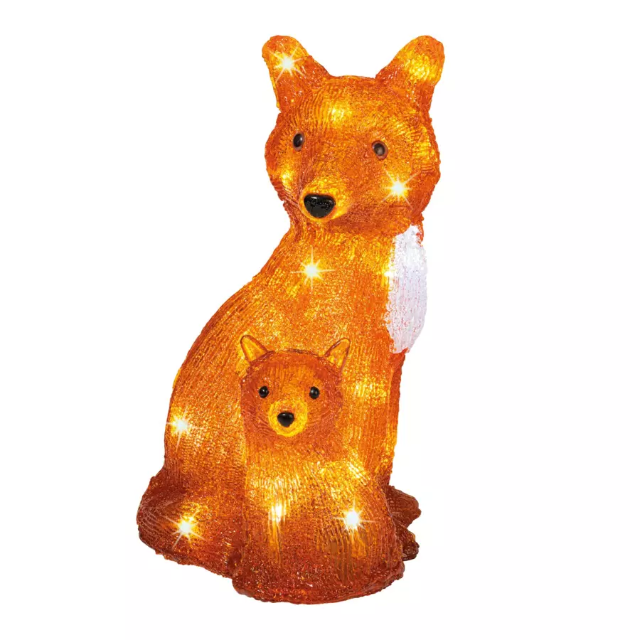 Zorro luminoso Mamá y su hijo a pilas Blanco frío 30 LED 4