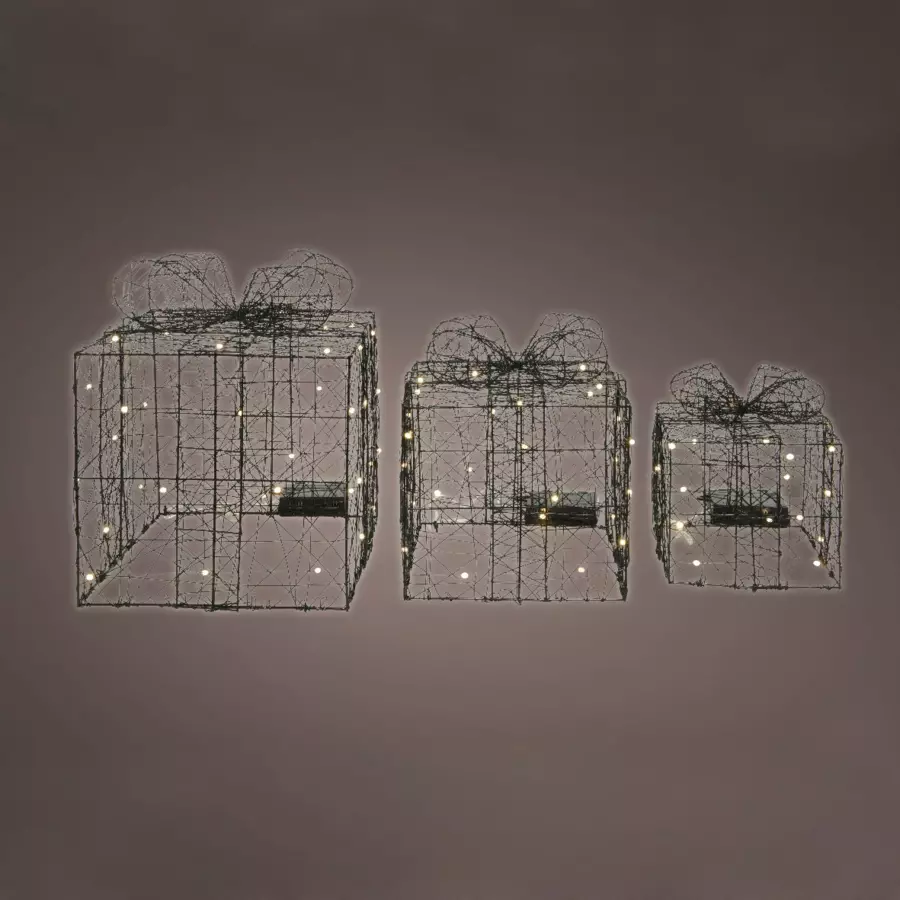 Set van 3 verlichte cadeau's Boites warmwit 4