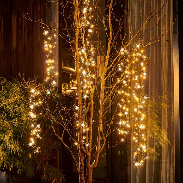 Cascade lumineuse effet scintillant L2 m Blanc très chaud 480 LED CN 4