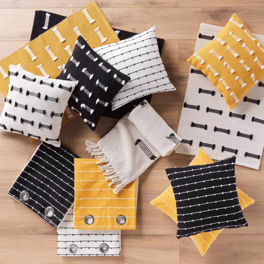 Rideau coton recyclé (140 x 240 cm) Linechic Jaune