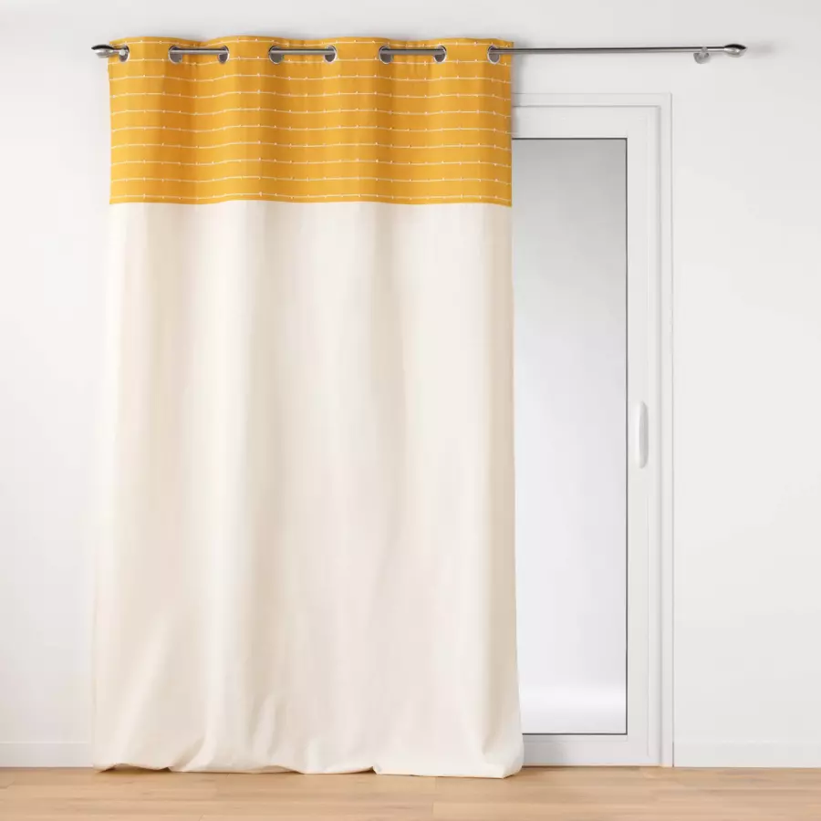 Rideau coton recyclé (140 x 240 cm) Linechic Jaune