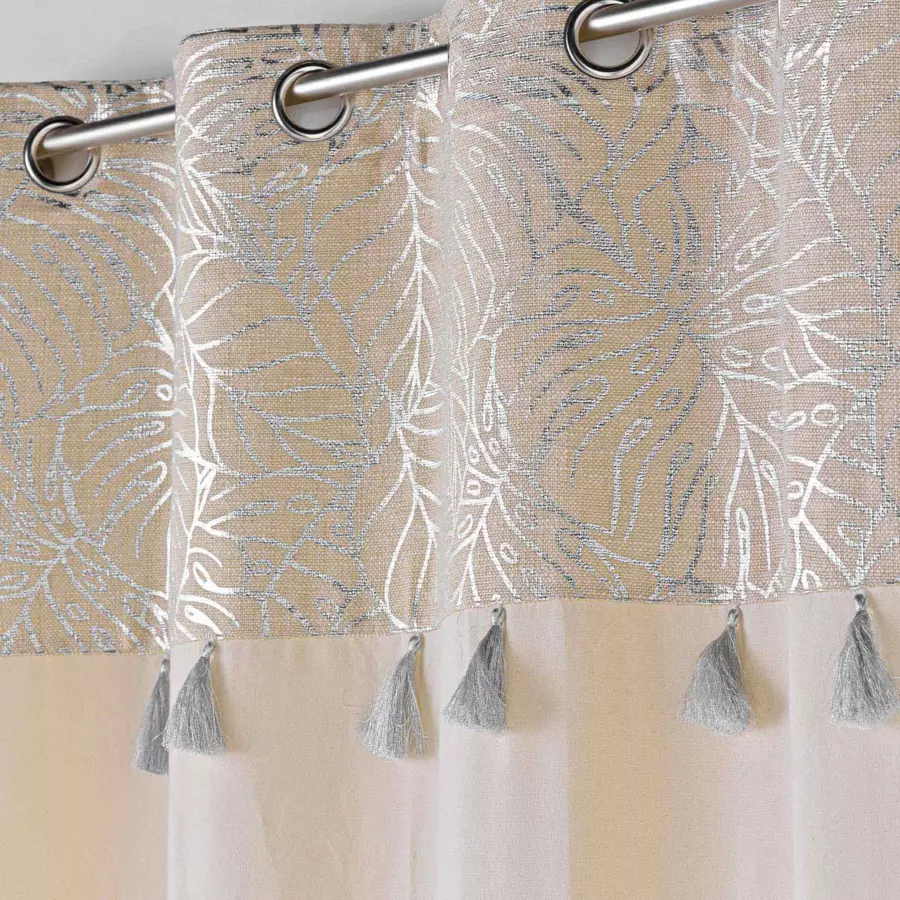 Rideau coton (140 x 240 cm) Solea Argent 4