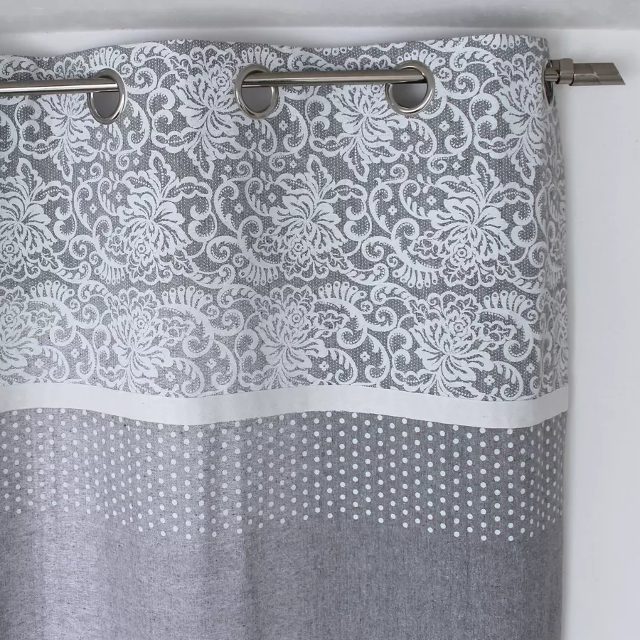 Cortina semi opaca de algodón reciclado (140 x 240 cm) Elisa Gris claro 4