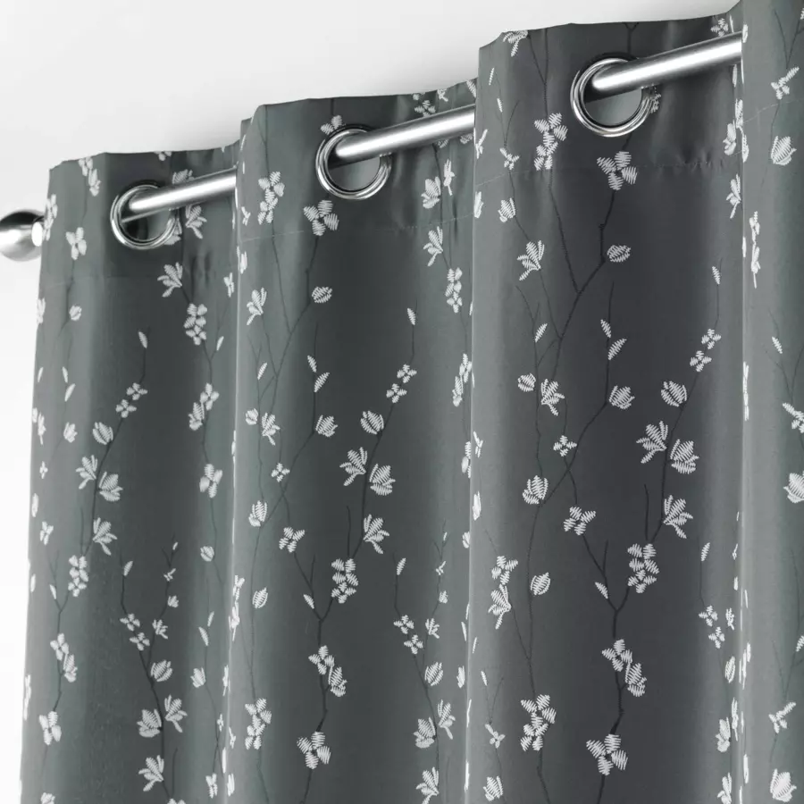 Cortina (140 x 280 cm) Sakura Gris antracita
