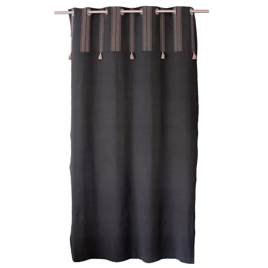 Rideau coton recyclé (140 x 240 cm) Linea Gris foncé 4