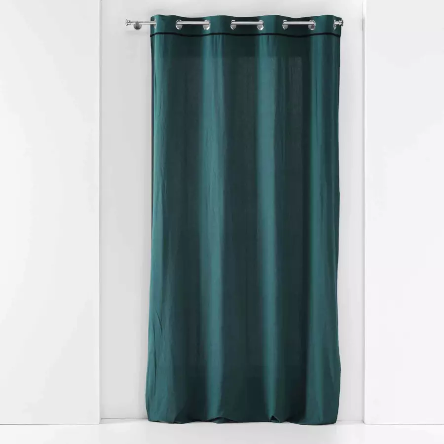 Rideau coton lavé (135 x 240 cm) Linette Bleu pétrole 4