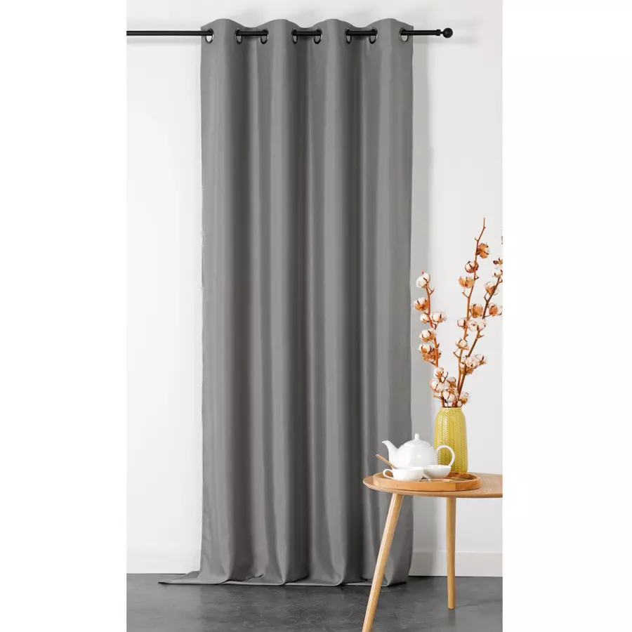 Rideau ignifugé (135 x 240 cm) Double Natte Gris 4