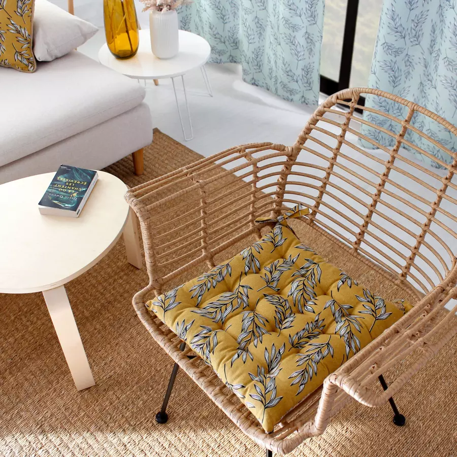 Cojín de silla cuadrado Lily Amarillo ocre 4