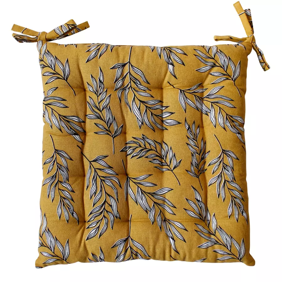 Coussin de chaise carré Lily Jaune ocre 5