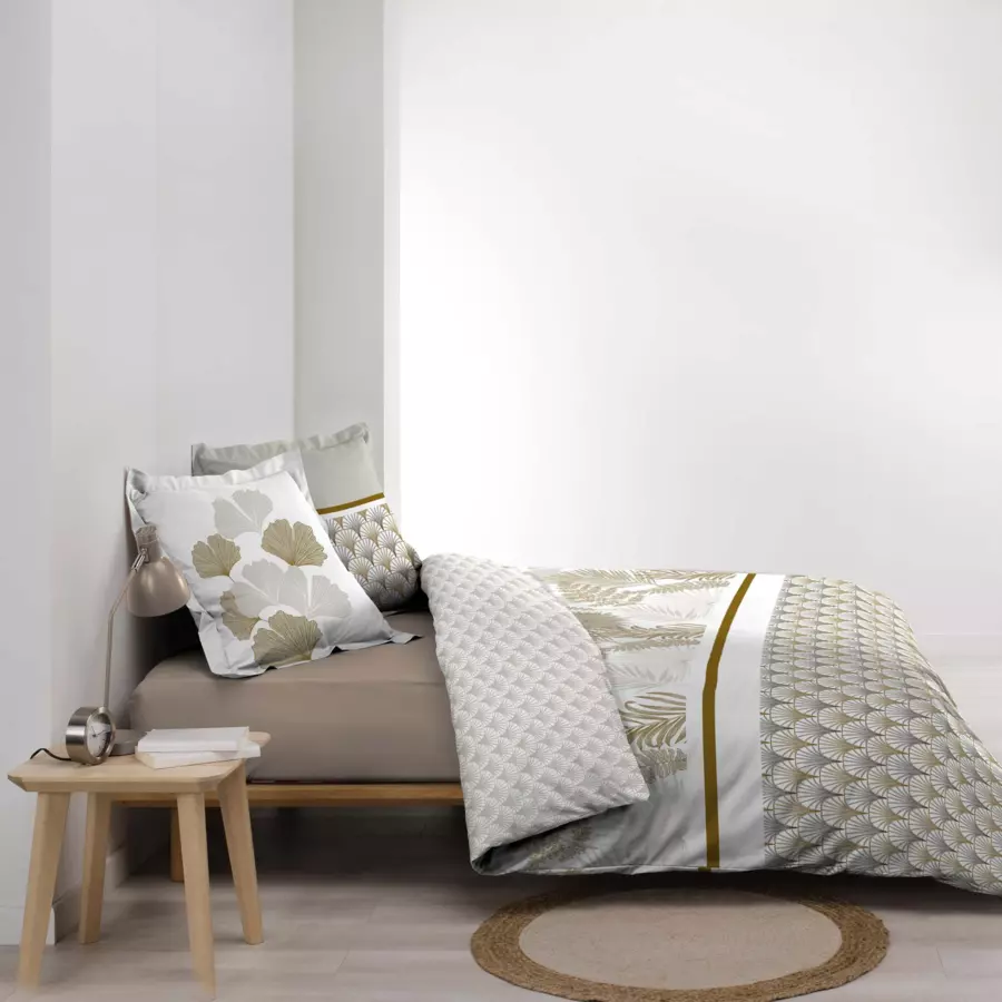 Funda Nórdica y dos fundas en percal de algodón (260 cm) Melisse Beige 4