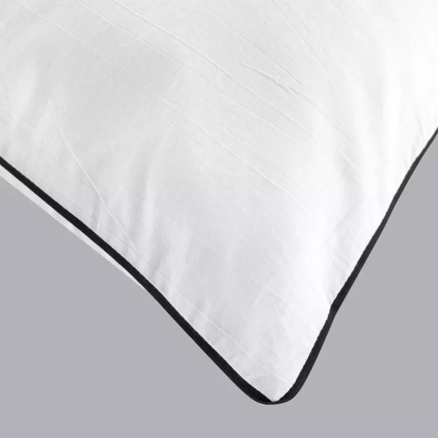 Housse de couette et deux taies coton lavé (240 cm) Linette Blanche 4