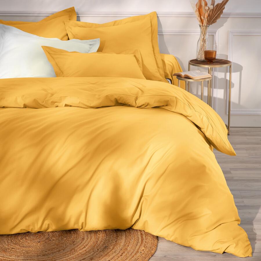 Funda de almohada cuadrada de percal de algodón (65 cm) Cali Amarillo mostaza 5