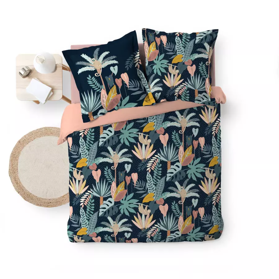Funda nórdica y dos fundas para almohadones en algodón (240 cm) Guinea Azul 5