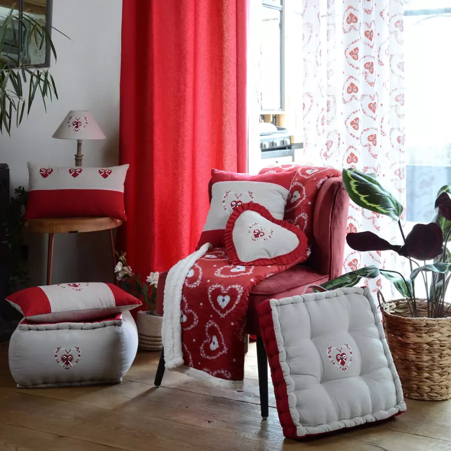 Coussin rectangulaire Pauline cœur Rouge 5