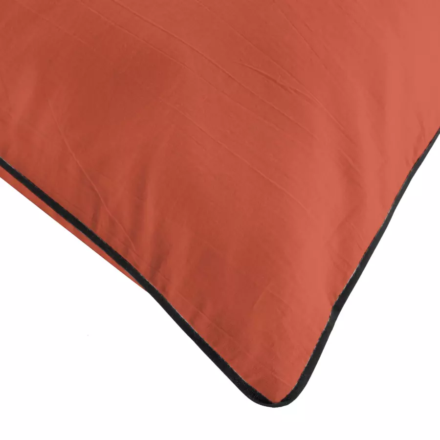 Housse de couette et deux taies coton lavé (240 cm) Linette Terracotta 4