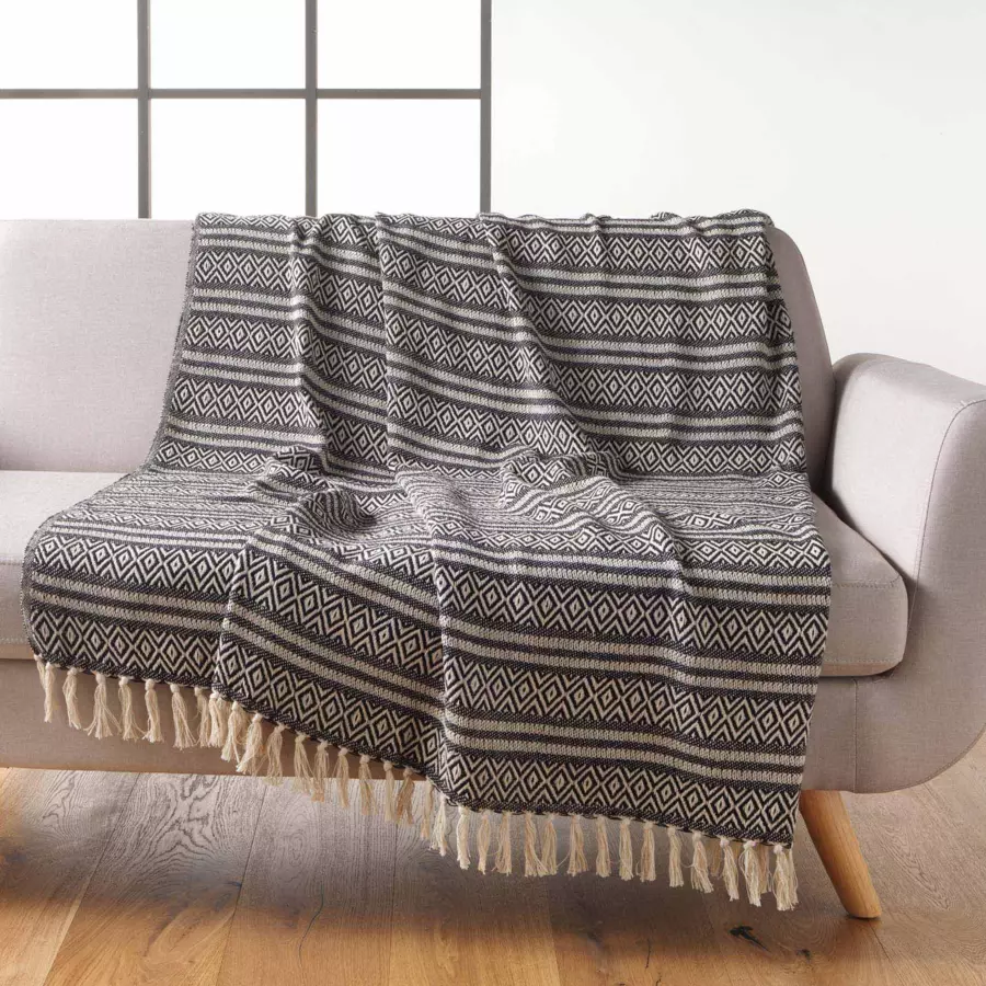 Plaid katoen (150 cm) Joly Zwart