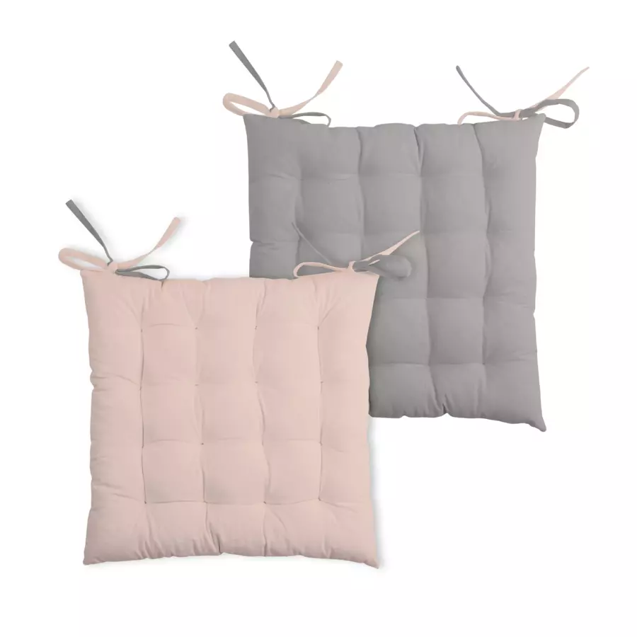 Coussin de chaise carré Duo Rose poudré