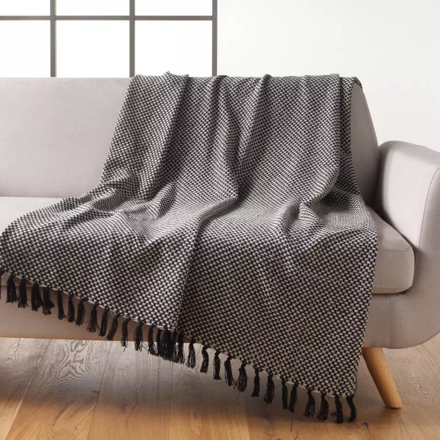 Plaid coton (150 cm) Jennie Noir