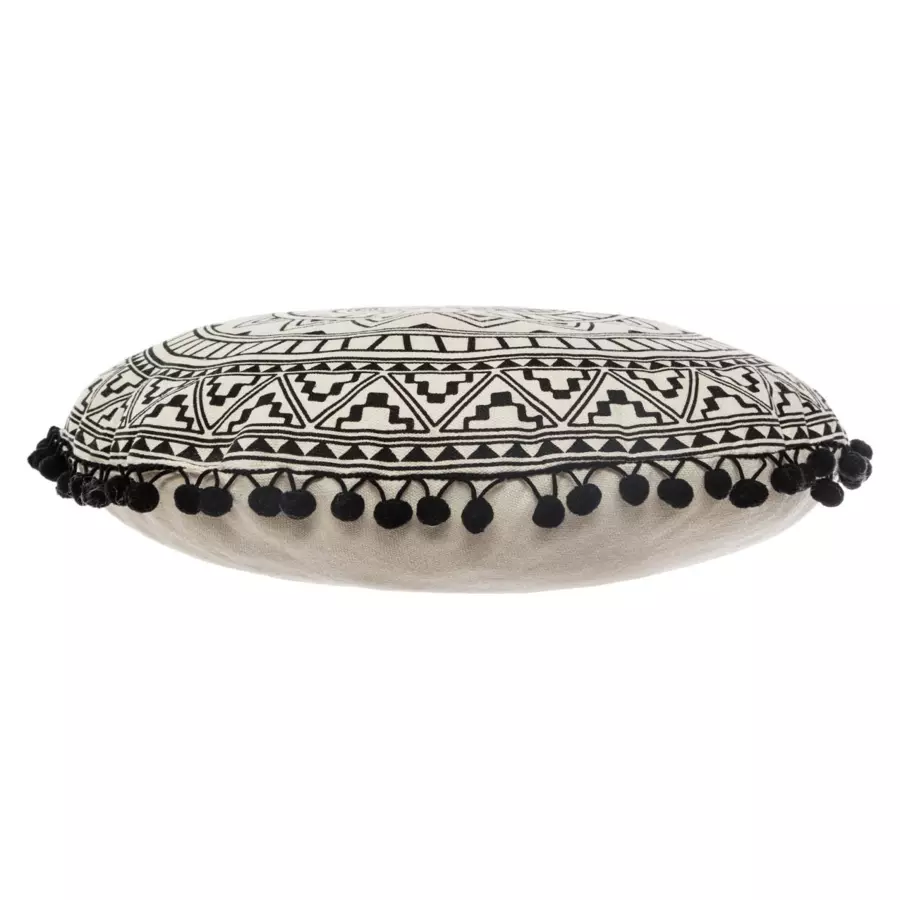 Coussin rond (40 cm) Delhi Noir et blanc 4