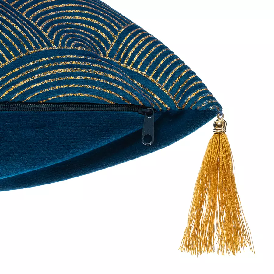 Coussin carré (40 cm) Glitter Bleu canard 4