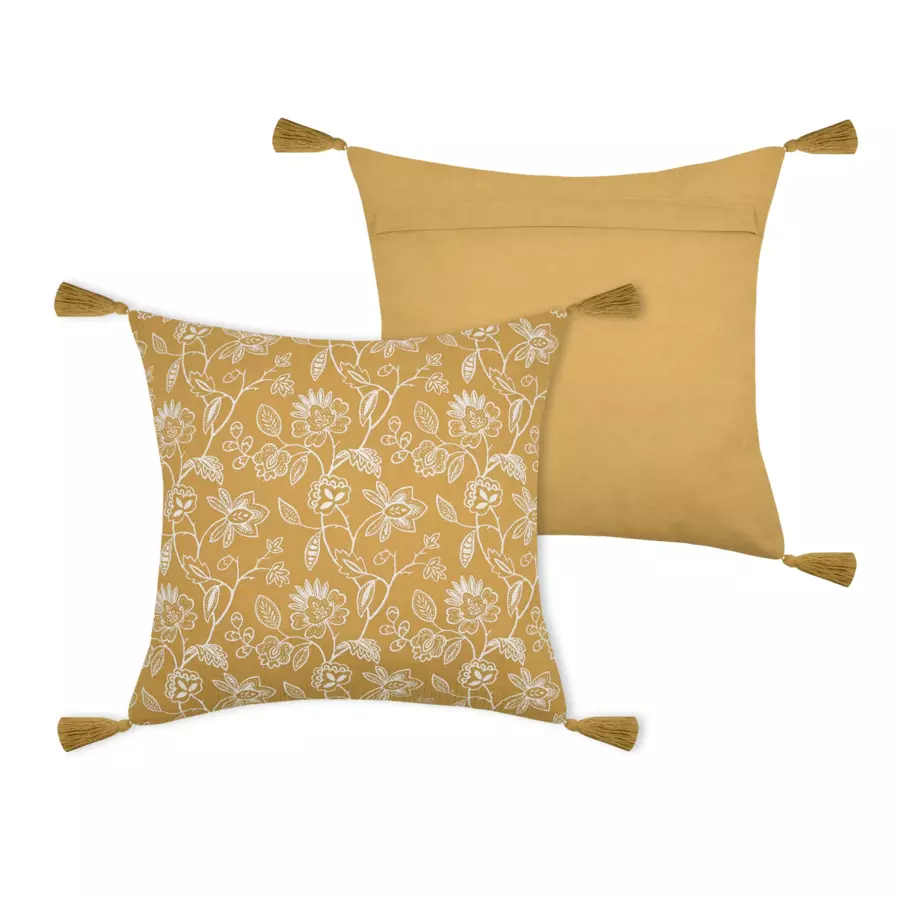 Cojín cuadrado gasa de algodón (40 cm) Sunda Amarillo mostaza