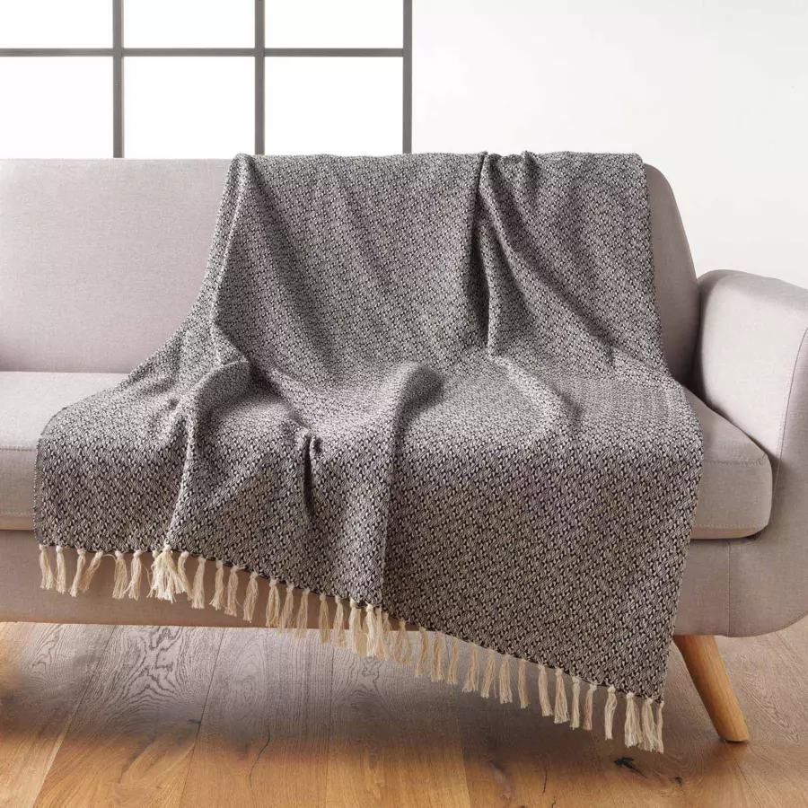 Plaid coton (150 cm) Junon Noir