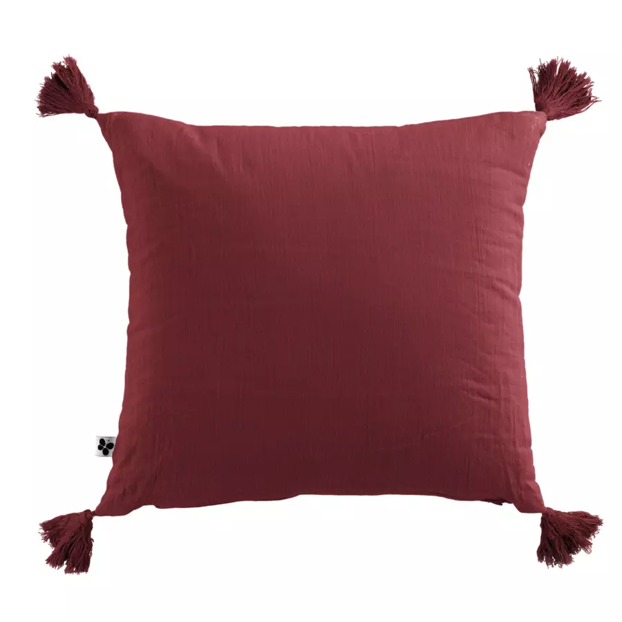 Cojín cuadrado en gasa de algodón (40 cm) Gaïa Burdeos 4