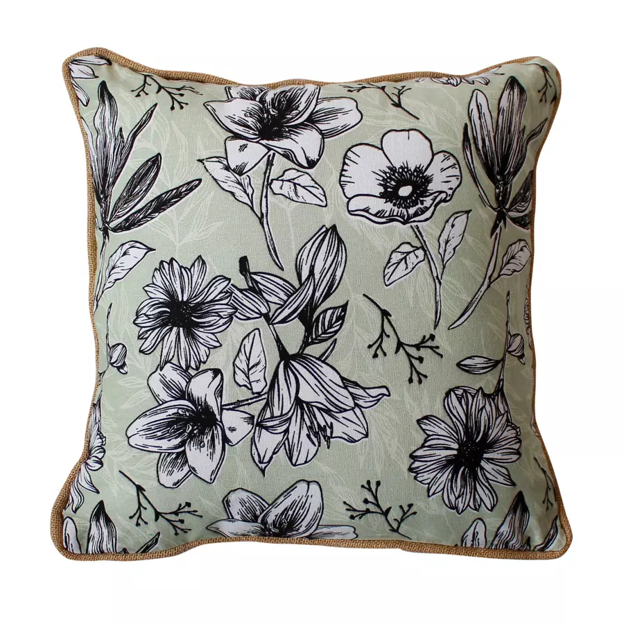 Coussin carré coton (40 cm) Lily Vert sauge 4