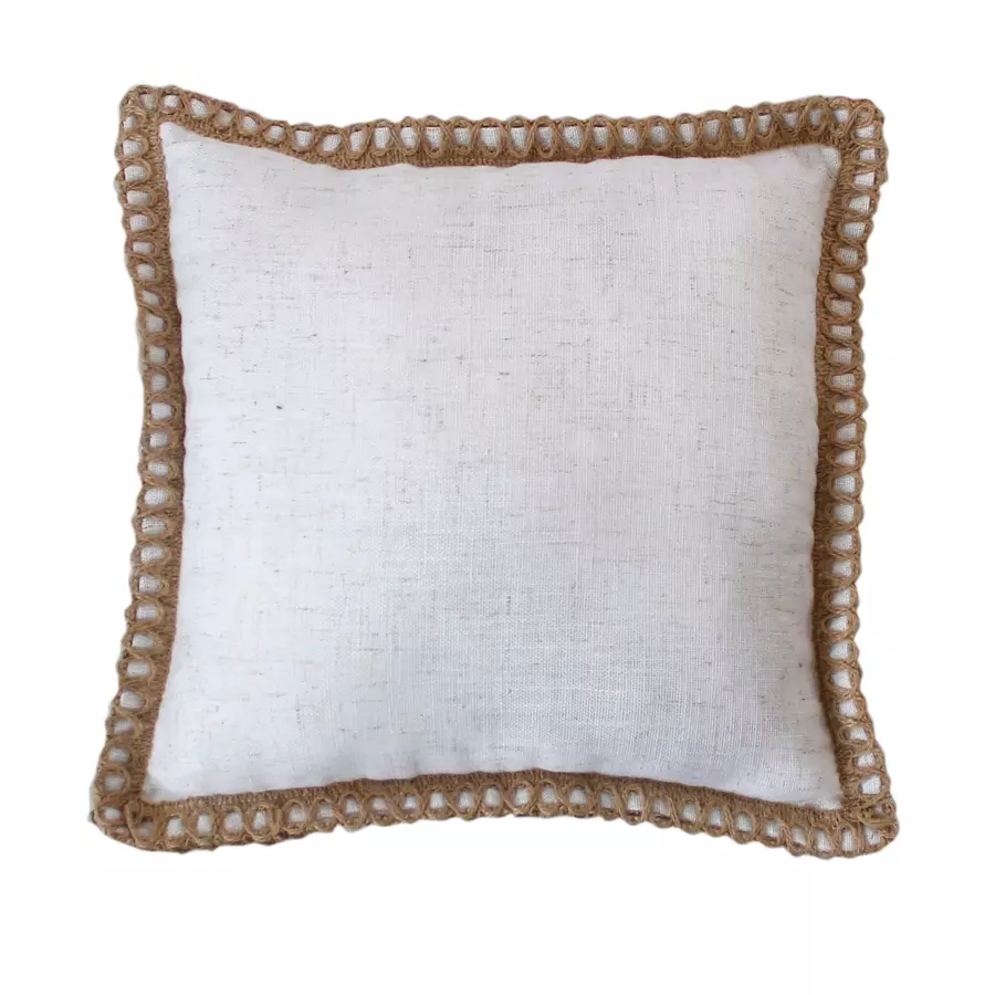 Coussin carré coton (42 cm) Eva Blanc 4