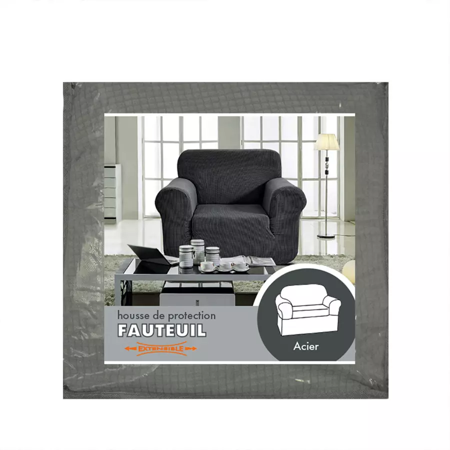 Funda para sillón extensible Prisca Gris acero 6