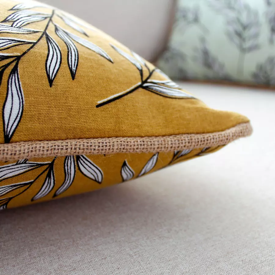 Coussin carré coton (40 cm) Lily Jaune ocre 4