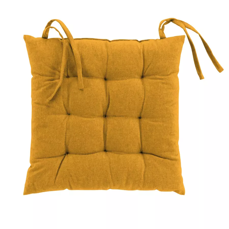 Coussin de chaise coton recyclé Mistral Jaune moutarde 5