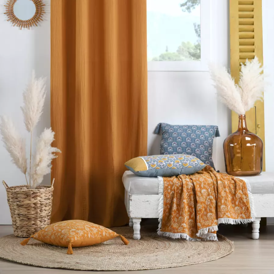 Cojín rectangular gasa de algodón (50 cm) Sunda Amarillo azafrán