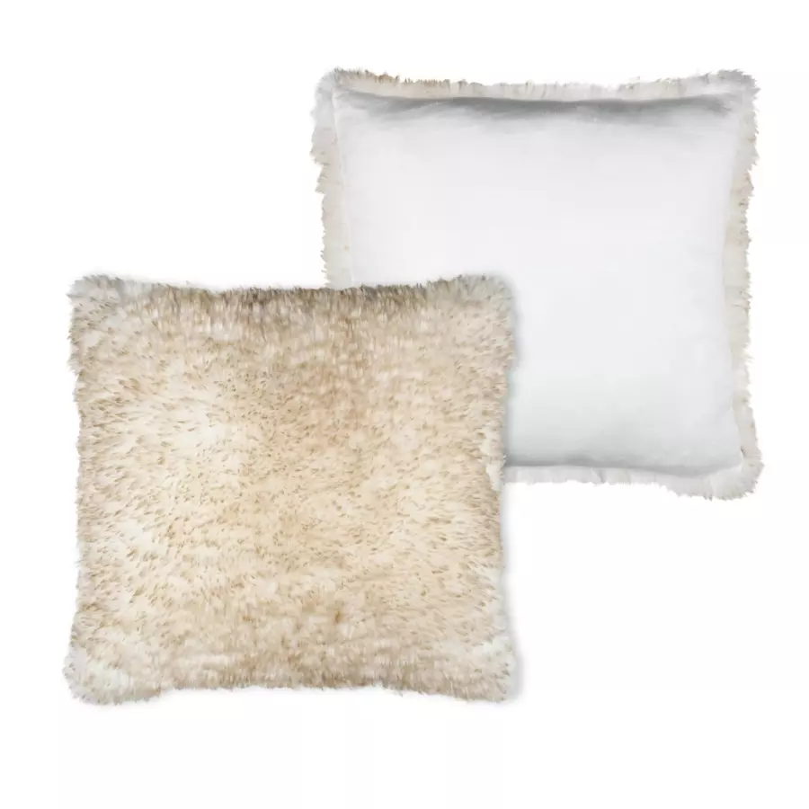 Coussin carré fausse fourrure (50 cm) Kingston Beige