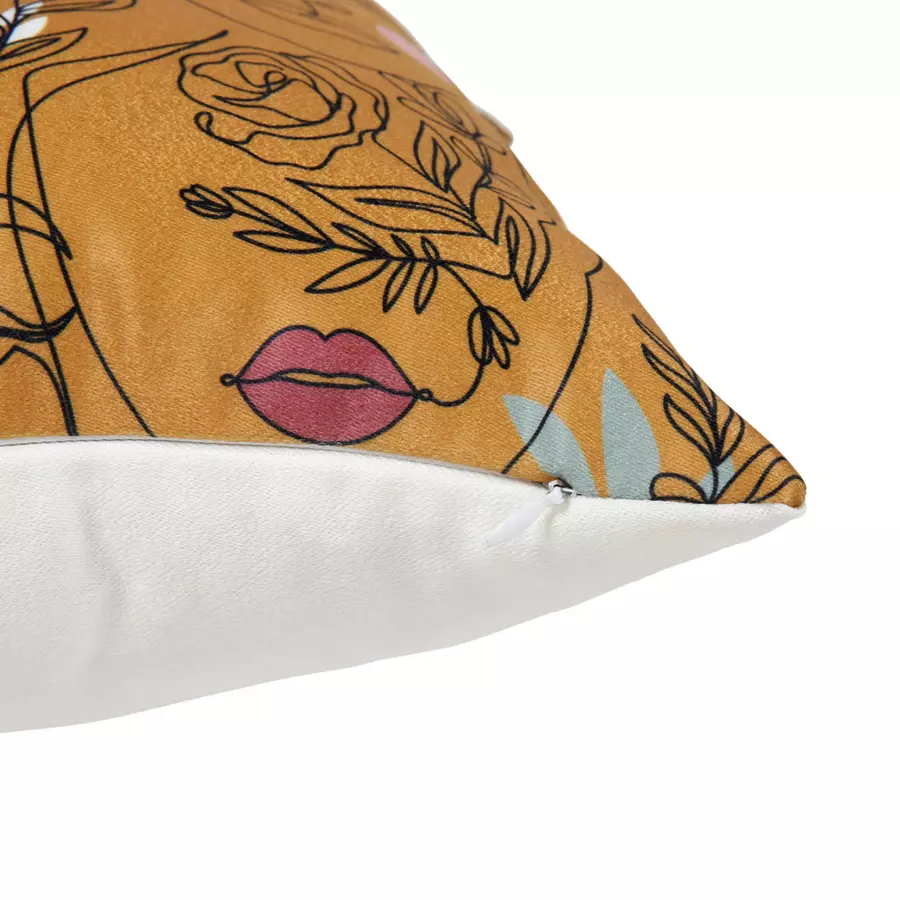 Housse de coussin carrée (40 cm) Visage Jaune moutarde 4