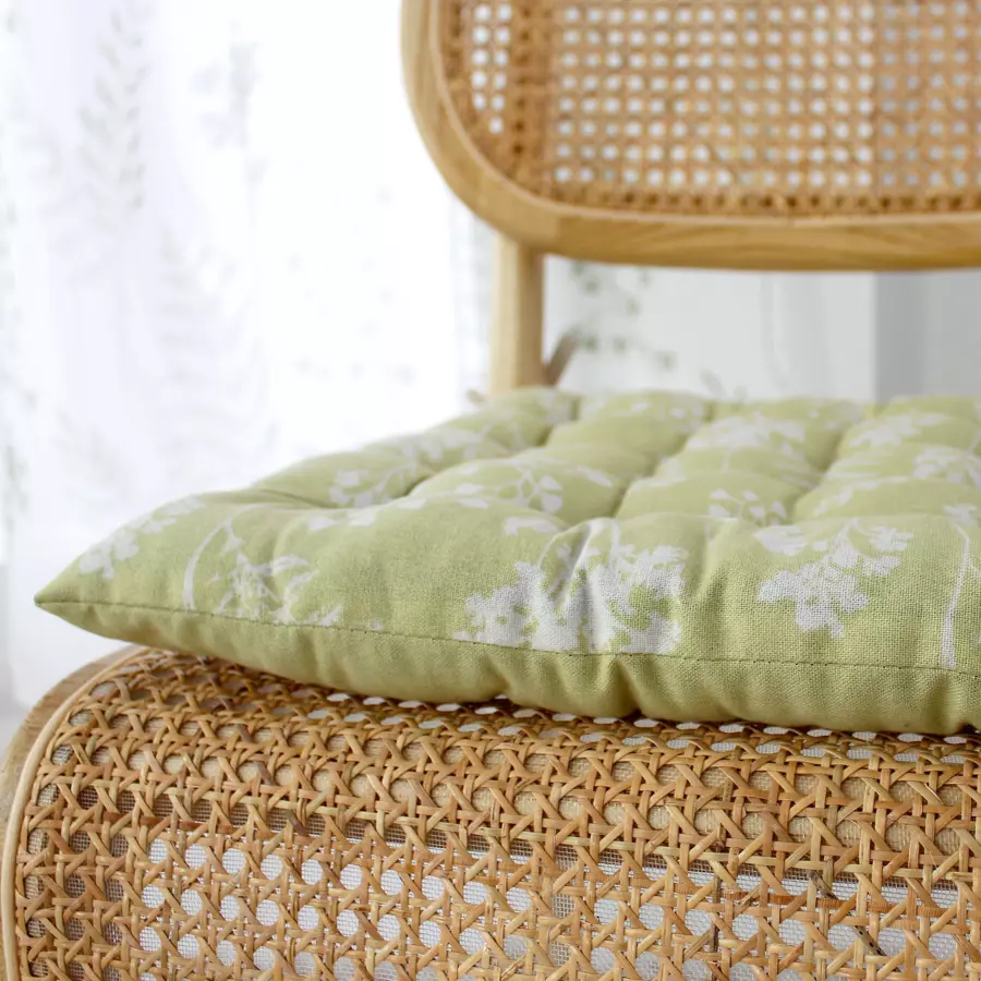 Cojín de silla cuadrado Herbier Verde tilo 4