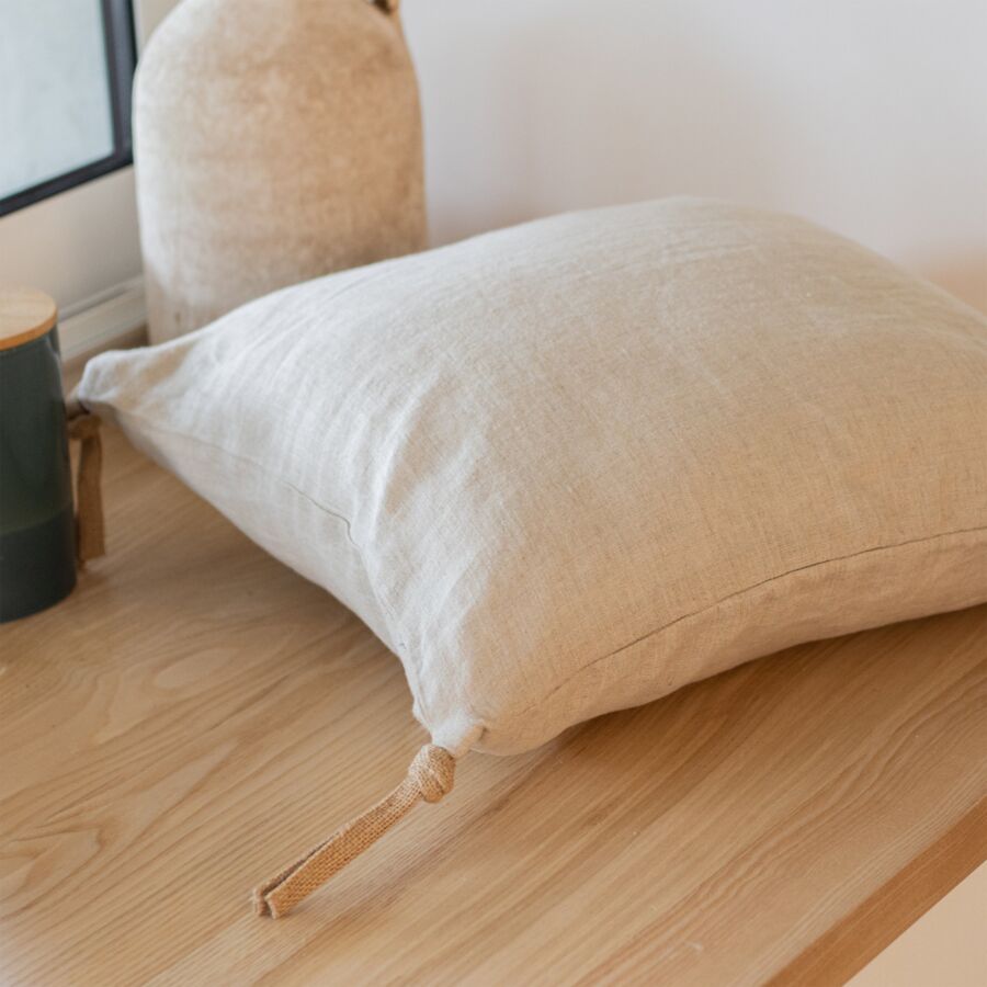 Cuscino quadrato lino lavato (45 cm) Louise Beige