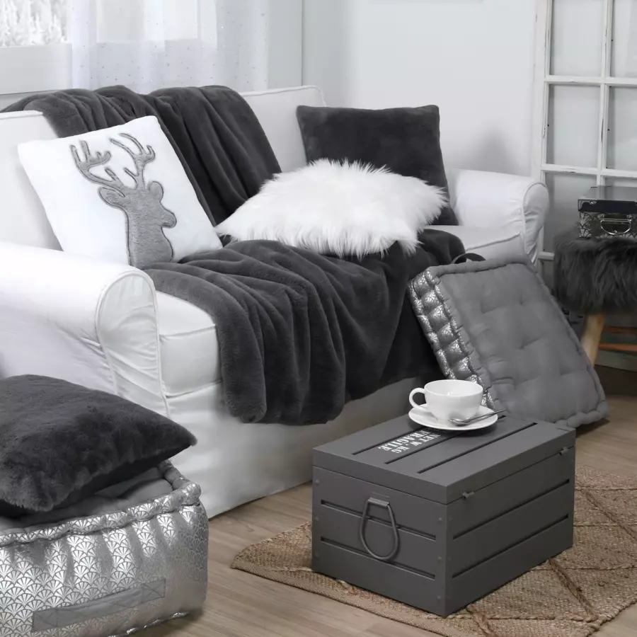 Plaid fausse fourrure (160 cm) Ulrik Gris ardoise 4
