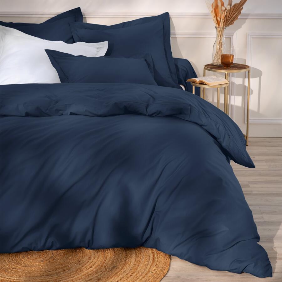 Funda de almohada rectangular de percal de algodón (70 cm) Cali Azul marino 5