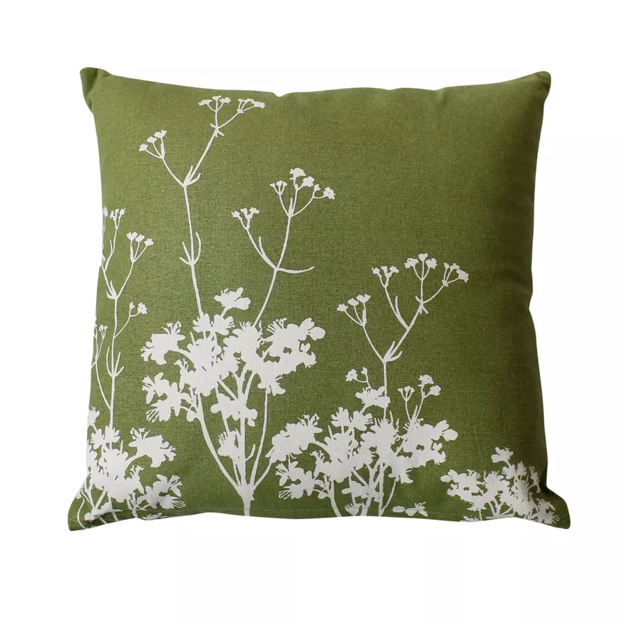 Coussin carré coton (40 cm) Herbier Vert olive 4