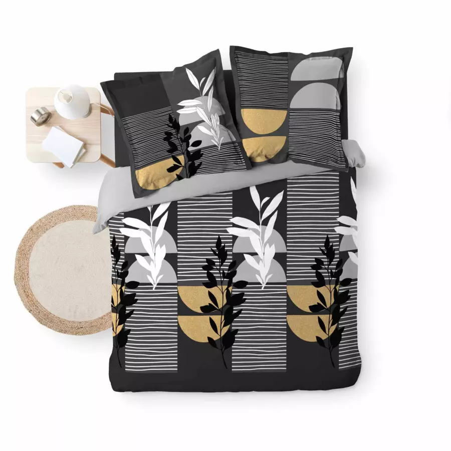 Funda Nórdica y dos fundas para almohadas algodón (240 cm) Asior Negro 5