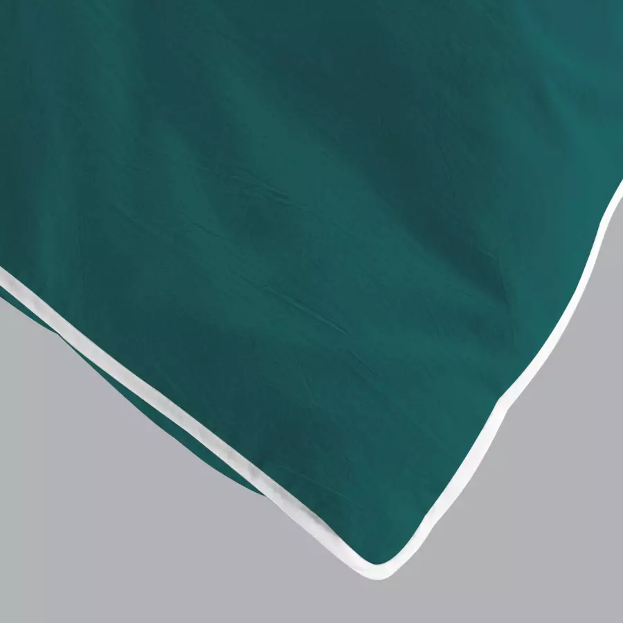Housse de couette et deux taies coton lavé (240 cm) Linette Bleu pétrole 4