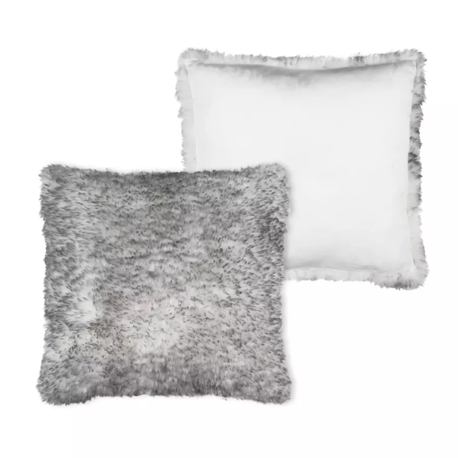 Coussin carré fausse fourrure (50 cm) Kingston Gris