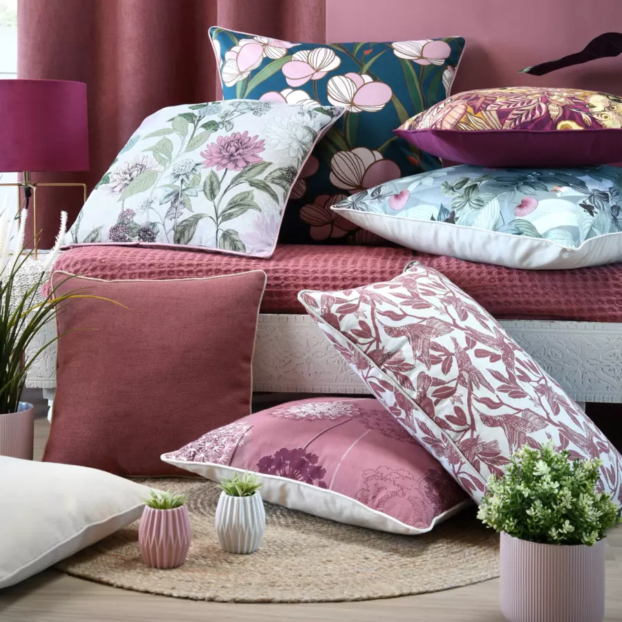 Coussin carré (50 cm) Agapanthus Rose marsala 5
